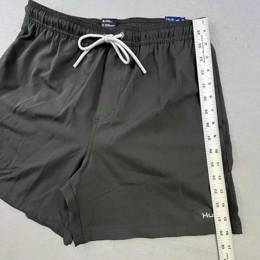 Huk Fishing Pursuit Volley Shorts Men's Medium Gray UPF Mesh Lined Swim Athletic